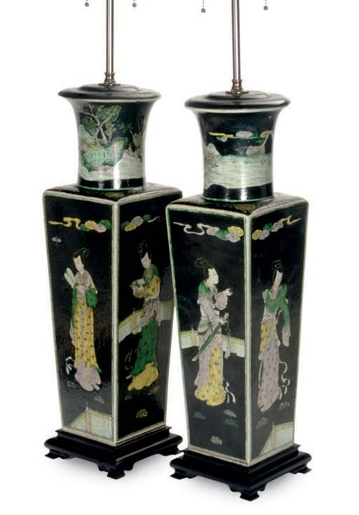 A PAIR OF CHINESE FAMILLE NOIR VASES,