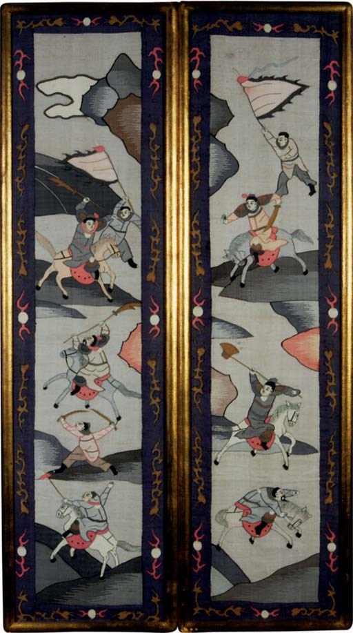 A PAIR OF CHINESE KESI PANELS,