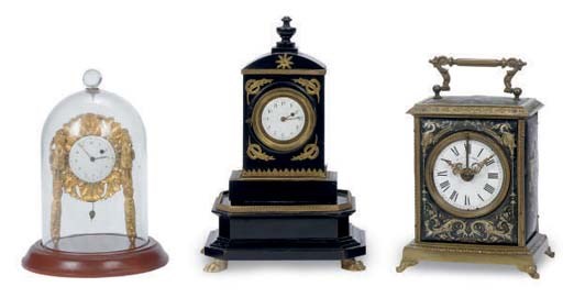 A GROUP OF THREE CLOCKS,