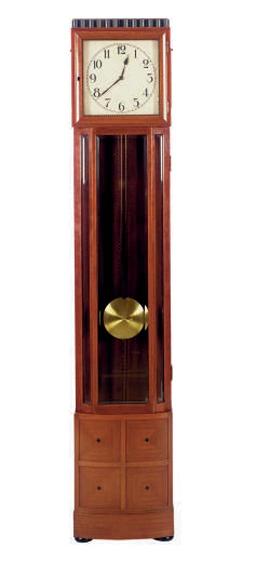 A GERMAN JUGENDSTIL MAHOGANY AND EBONISED TALL-CASE CLOCK,