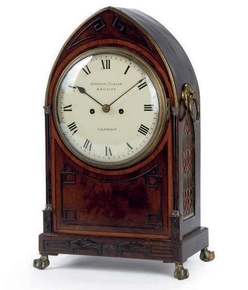 AN ENGLISH GILT-METAL MOUNTED MAHOGANY BRACKET CLOCK,