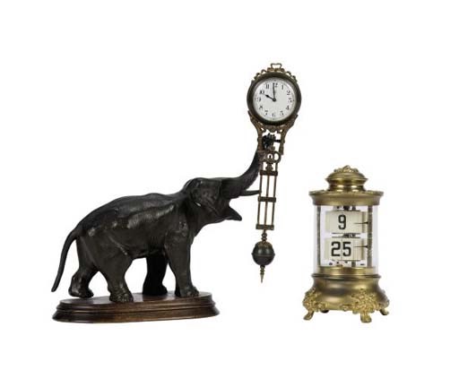 AN ELEPHANT-FORM MYSTERY CLOCK,