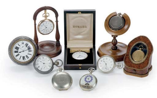 A GROUP OF TEN VARIOUS POCKETWATCHES AND A TABLE CLOCK,
