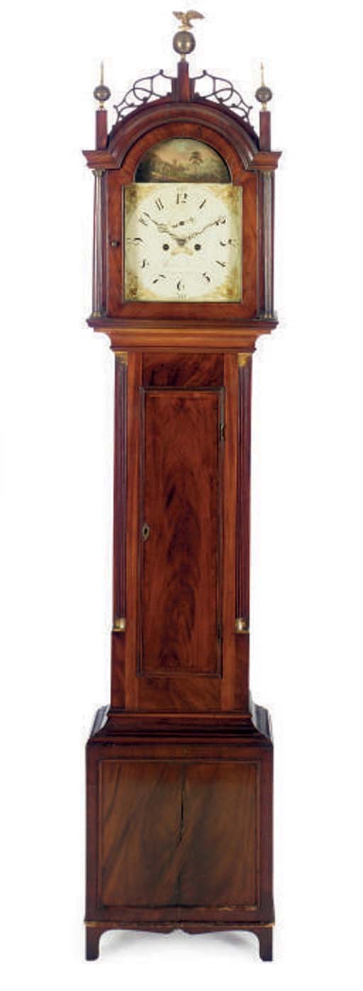 AN AMERICAN MAHOGANY TALL-CASE CLOCK,