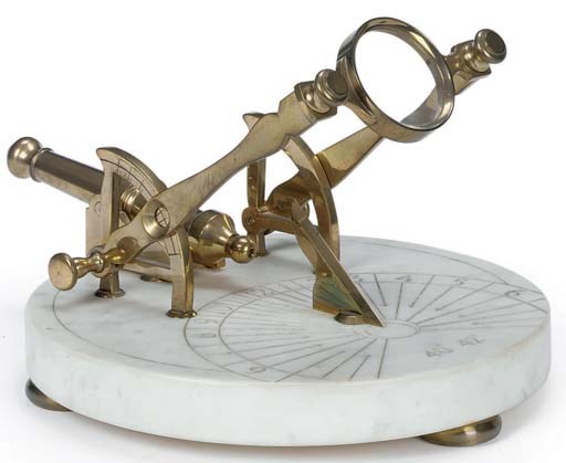 A MARBLE AND BRASS CANON SUNDIAL,