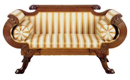 AN AMERICAN CLASSICAL MAHOGANY SETTEE,