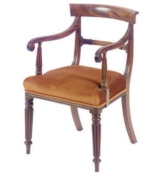 A PAIR OF REGENCY MAHOGANY ARMCHAIRS,