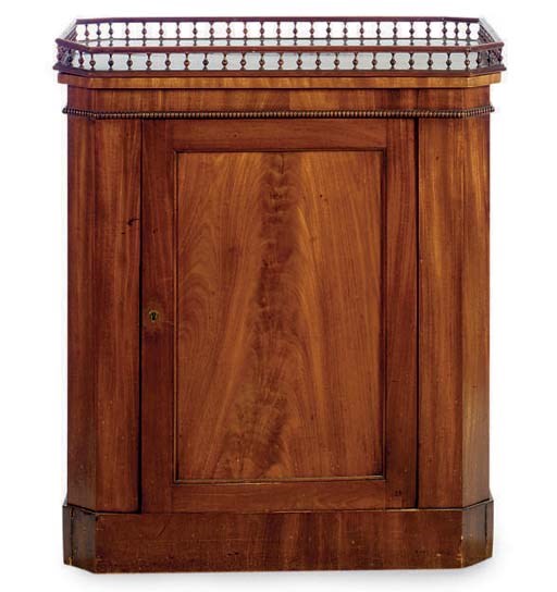 A VICTORIAN MAHOGANY TRAY-TOP CONSOLE CABINET,