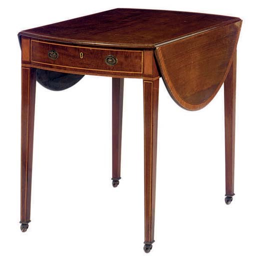 A GEORGE III INLAID MAHOGANY PEMBROKE TABLE,