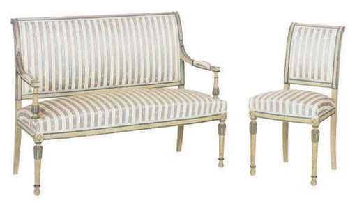 A CONTINENTAL BLUE AND GREY PAINTED SALON SUITE,