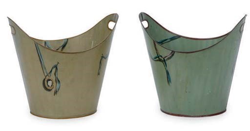 TWO SIMILAR TOLE PEINTE BUCKETS,