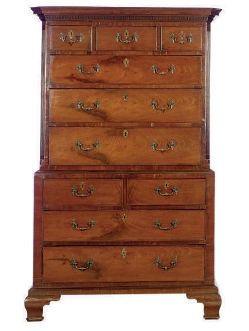 A GEORGE III MAHOGANY TALLBOY,