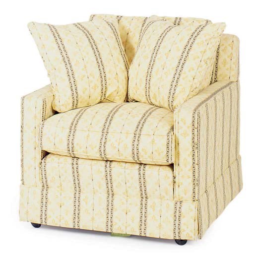 A PAIR OF YELLOW UPHOLSTERED CLUB CHAIRS,