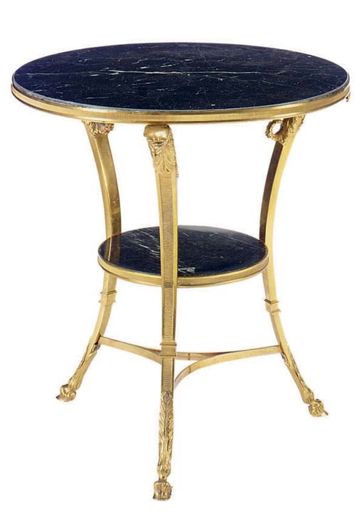 A GILT-BRONZE MOUNTED BLACK MARBLE GUERIDON,