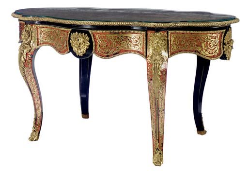 A NAPOLEON III GILT-BRONZE MOUNTED TORTOISESHELL BOULLE MARQUETRY OVAL CENTER TABLE**,