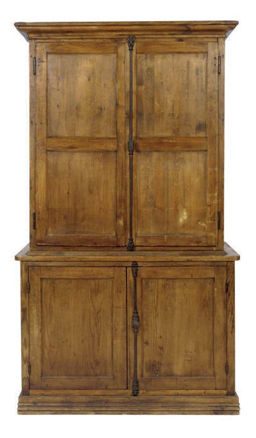 A STAINED PINE CABINET,