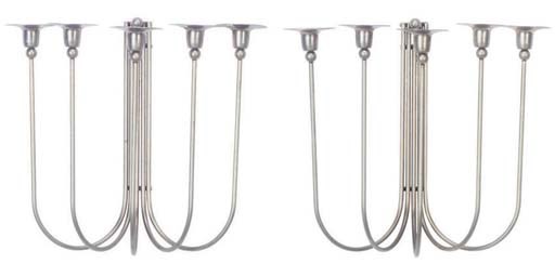 A PAIR OF ART DECO SILVERED FIVE-LIGHT WALL SCONCES,