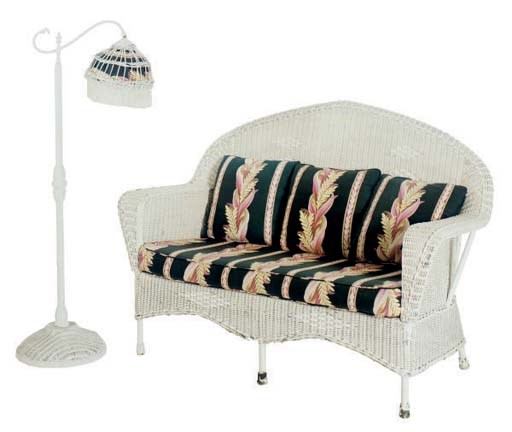 A WHITE PAINTED WICKER SALON SUITE,