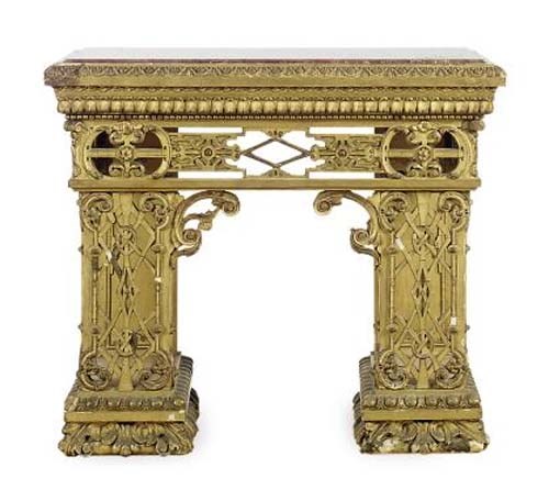 A VICTORIAN GILTWOOD SIDE TABLE,