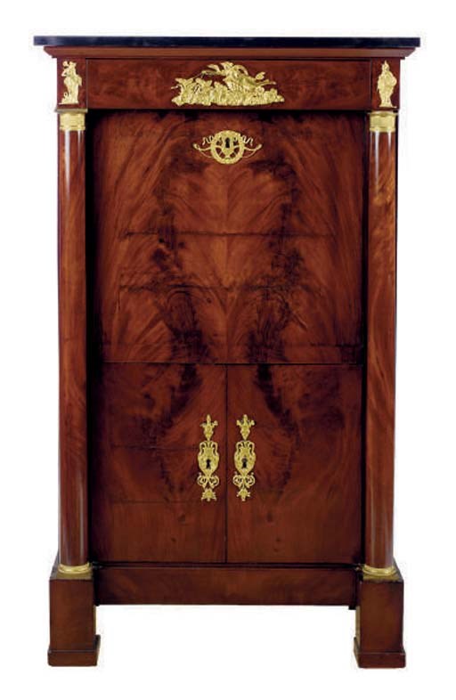 AN EMPIRE GILT-METAL MOUNTED MAHOGANY SECRETAIRE A ABATTANT,