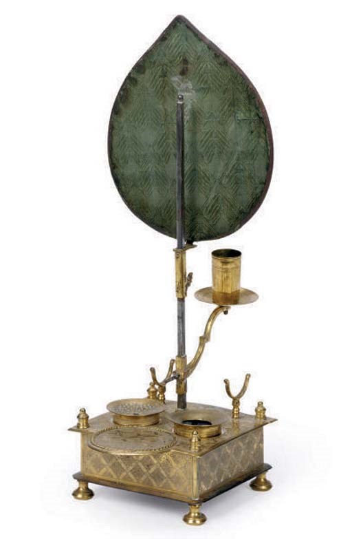 A NORTH EUROPEAN BRASS ENCRIER,