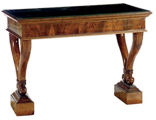 A CONTINENTAL WALNUT CONSOLE TABLE,