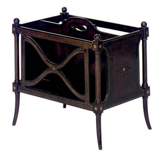 A MAHOGANY AND LEATHER CANTERBURY,
