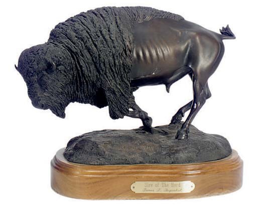 A BRONZE FIGURE OF A BUFFALO ENTITILED 'SIRE OF THE HERD',
