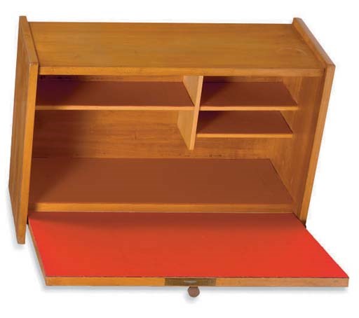 A WALNUT AND EBONISED WOOD FALL-FRONT DESK,