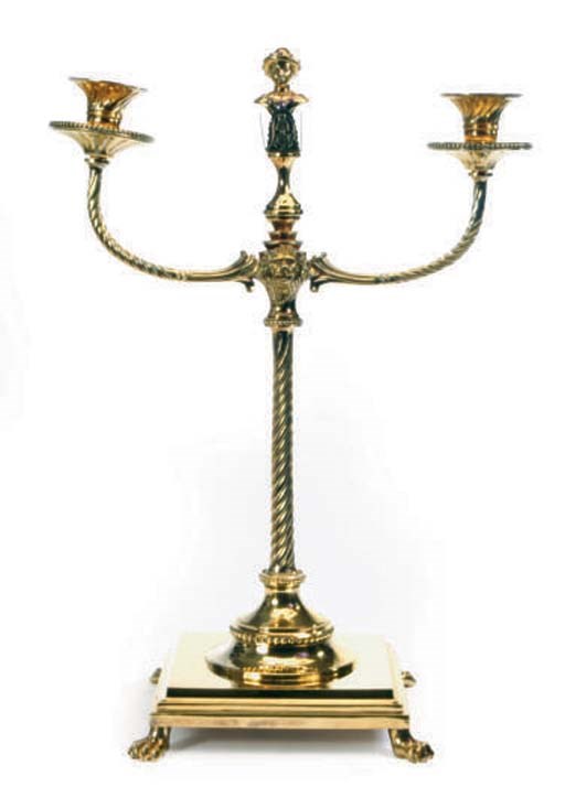 AN ITALIAN SILVER-GILT RUBY-INSET CENTERPIECE CANDELABRUM,