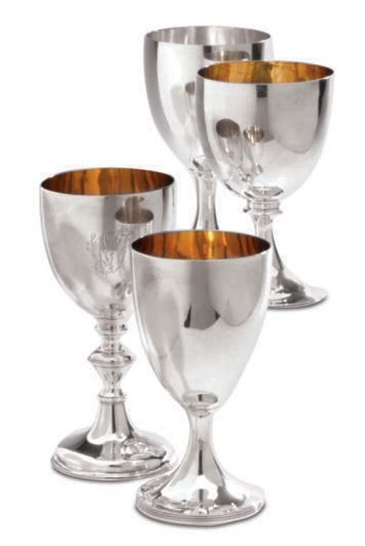 FOUR GEORGIAN SILVER GOBLETS,