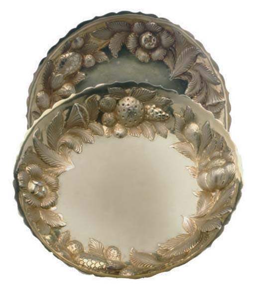 TWO GEORGE III SILVER-GILT FRUIT BOWLS,