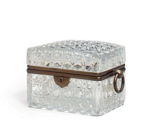 A CHARLES X ORMOLU-MOUNTED CUT-GLASS BOX WITH HINGED COVER,