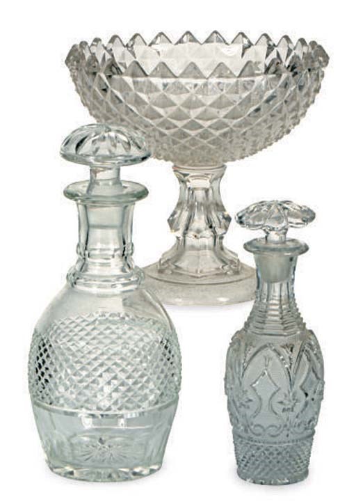 A GROUP OF AMERICAN PRESSED GLASS TABLE WARES,