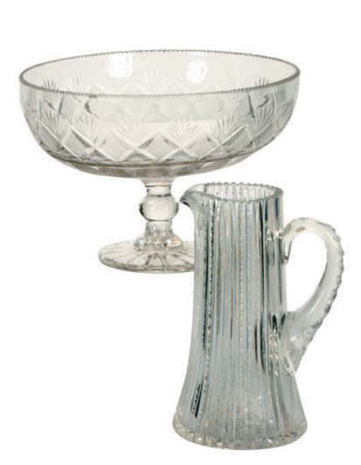A GROUP OF AMERICAN CUT AND MOLDED GLASS TABLEWARE,