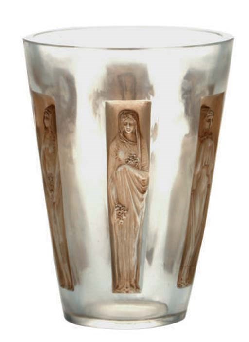 A MOLDED FRENCH GLASS VASE,
