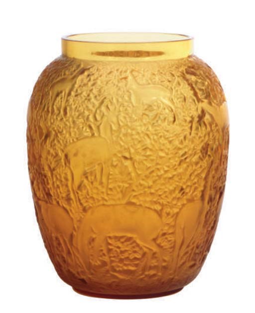 A FRENCH MOLDED GLASS VASE,