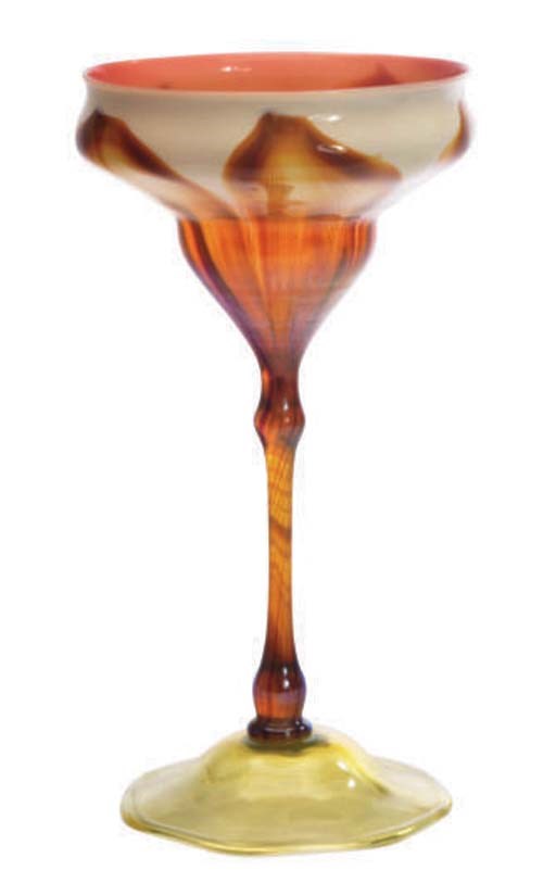 AN AMERICAN FLORIFORM GLASS VASE,
