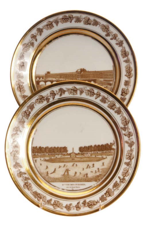 A SET OF TWELVE FRENCH PORCELAIN TOPOGRAPHICAL PLATES,