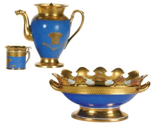 A FRENCH PORCELAIN TEA SERVICE AND MONTIETH,