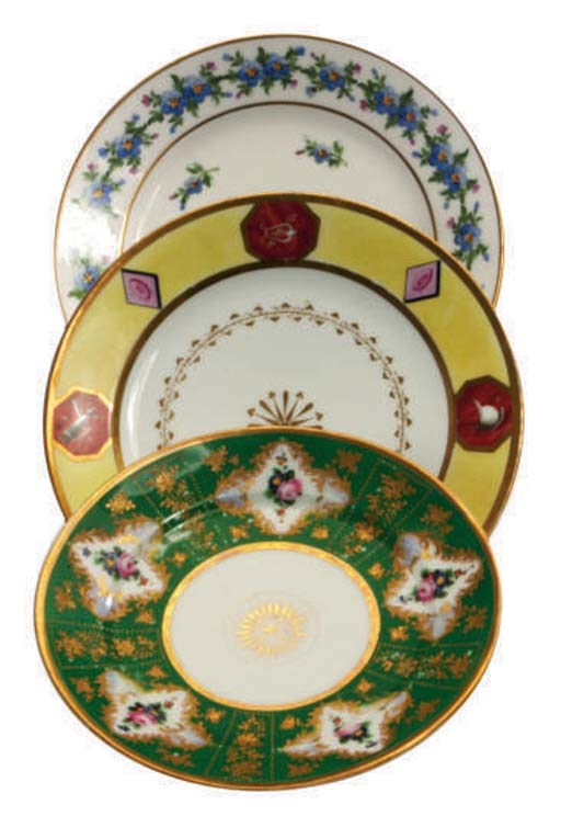THREE CONTINENTAL PORCELAIN PART DESSERT SERVICES,