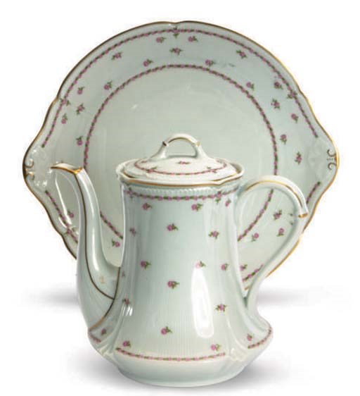 TWO FRENCH PORCELAIN PART TEA AND COFFEE SERVICES,