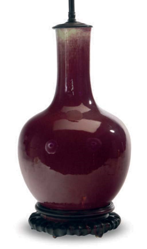 A CHINESE COPPER GLAZED VASE AND FLAMBE-GLAZED VASE,