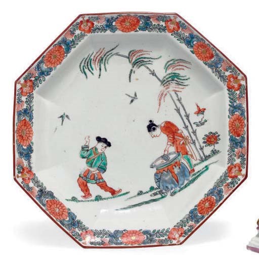 A JAPANESE ARITA WARE OCTAGONAL DISH,