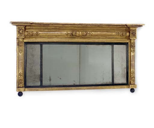 A LATE REGENCY GILT-GESSO OVERMANTEL MIRROR,