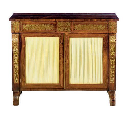 A GEORGE IV BRASS INLAID ROSEWOOD CONSOLE CABINET**,