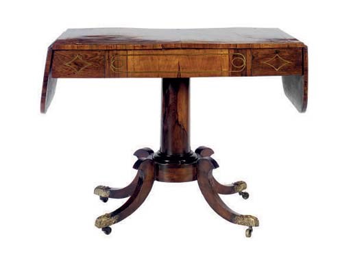 A WILLIAM IV BRASS INLAID ROSEWOOD SOFA TABLE**,