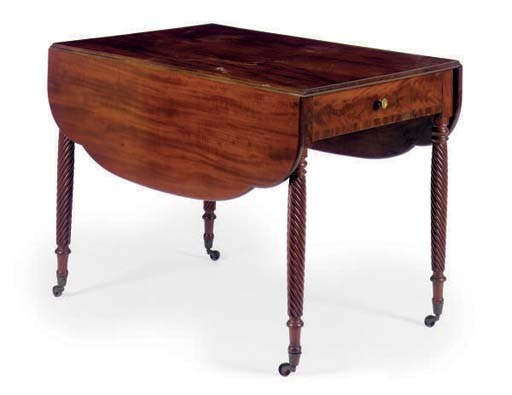 AN AMERICAN MAHOGANY DROP-LEAF PEMBROKE TABLE,