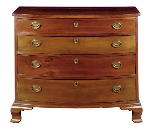 AN AMERICAN MAHOGANY BOWFRONT CHEST OF DRAWERS,