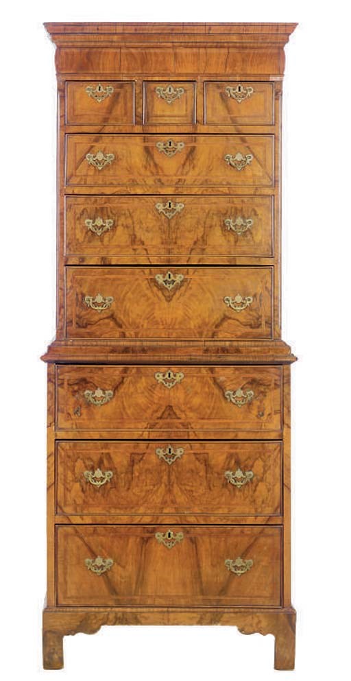 AN ENGLISH WALNUT CHEST-ON-CHEST,